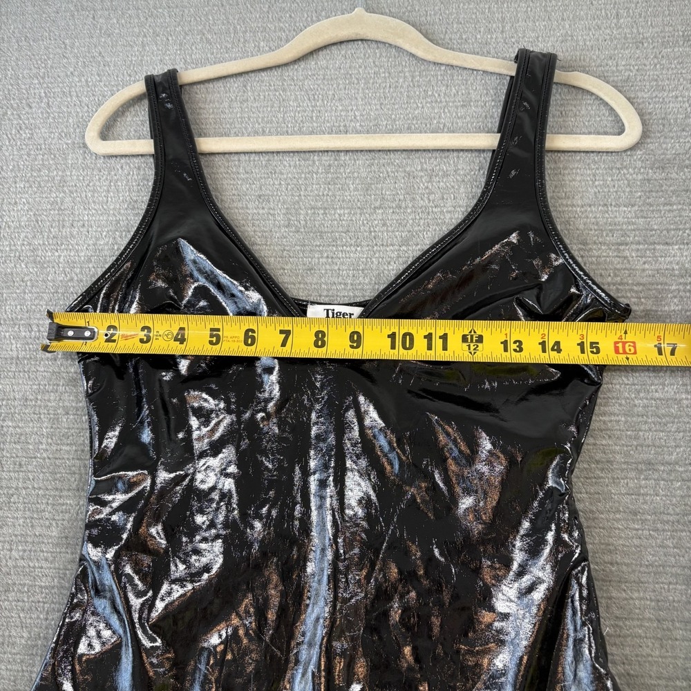 Tiger Mist Kyra Bodysuit Women M Black Faux Leather Shiny Rave Party Whimsigoth - Picture 6 of 8